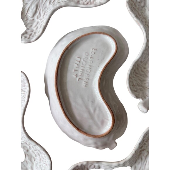 Vintage Ed Langbein Cabbage Leaf Bowls: Majolica Salad Set, Italy - Picture 2 of 5